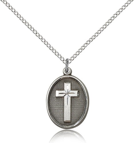 Cross Pendant, Sterling Silver - 18" 1.2mm Sterling Silver Chain + Clasp