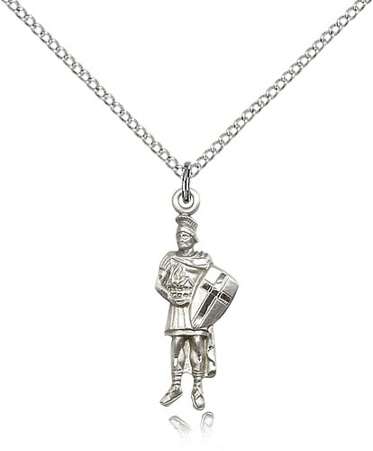 St. Florain Medal, Sterling Silver - 18" 1.2mm Sterling Silver Chain + Clasp