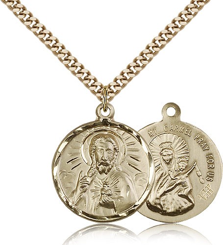 Scapular Medal, Gold Filled - 24" 2.4mm Gold Plated Endless Chain