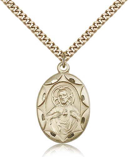 Scapular Medal, Gold Filled - 24" 2.4mm Gold Plated Endless Chain