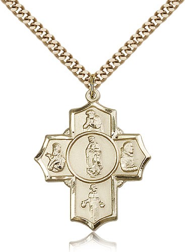 Guadalupe Dieg Pio/Xav Nino Medal, Gold Filled - 24" 2.4mm Gold Plated Endless Chain