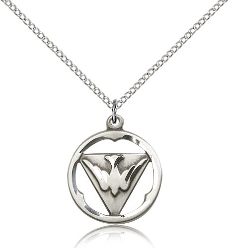 Holy Spirit Medal, Sterling Silver - 18" 1.2mm Sterling Silver Chain + Clasp