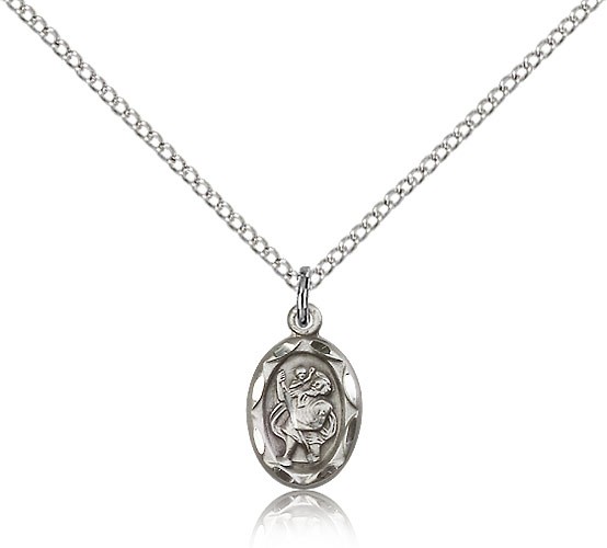 St. Christopher Medal, Sterling Silver - 18" 1.2mm Sterling Silver Chain + Clasp