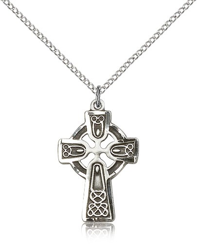 Celtic Cross Pendant, Sterling Silver - 18" 1.2mm Sterling Silver Chain + Clasp