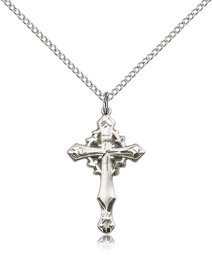 Cross Pendant, Sterling Silver - 18" 1.2mm Sterling Silver Chain + Clasp