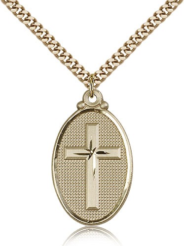 Cross Pendant, Gold Filled - 24" 2.4mm Gold Plated Endless Chain