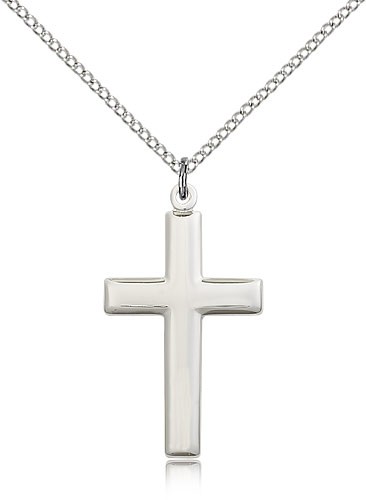 Cross Pendant, Sterling Silver - 18" 1.2mm Sterling Silver Chain + Clasp