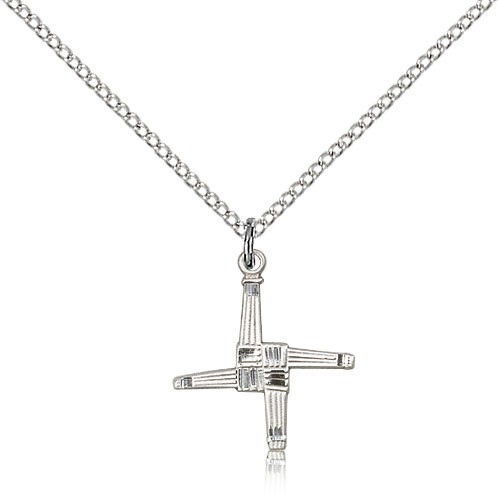 St. Brigid Cross Pendant, Sterling Silver - 18" 1.2mm Sterling Silver Chain + Clasp