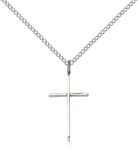 Cross Pendant, Sterling Silver - 18" 1.2mm Sterling Silver Chain + Clasp