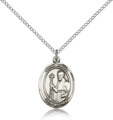 St. Regis Medal, Sterling Silver, Medium - 18" 1.2mm Sterling Silver Chain + Clasp