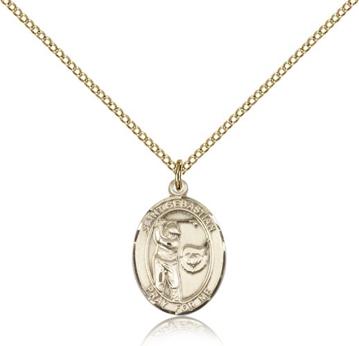 St. Sebastian Golf Medal, Gold Filled, Medium - Gold-tone