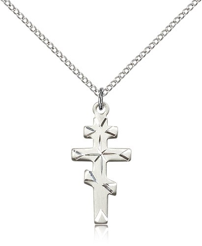 Greek Orthodox Cross Pendant, Sterling Silver - 18" 1.2mm Sterling Silver Chain + Clasp
