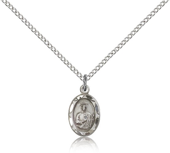 St. Jude Medal, Sterling Silver - 18" 1.2mm Sterling Silver Chain + Clasp