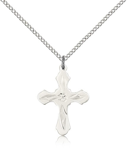 Cross Pendant, Sterling Silver - 18" 1.2mm Sterling Silver Chain + Clasp
