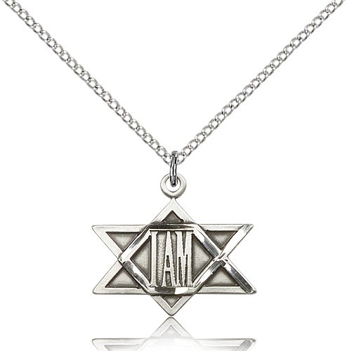 I Am Star Medal, Sterling Silver - 18" 1.2mm Sterling Silver Chain + Clasp