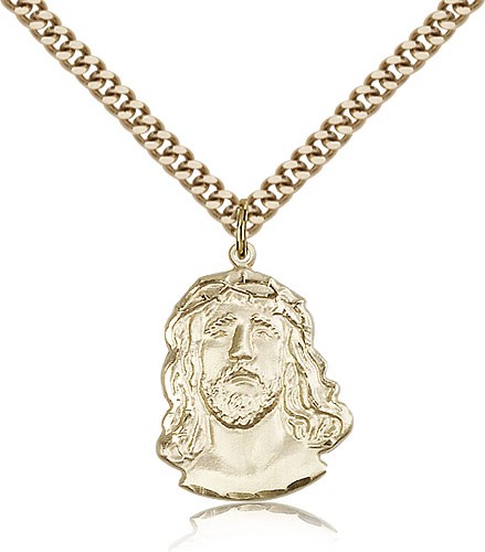 Ecce Homo Medal, Gold Filled - 24" 2.4mm Gold Plated Endless Chain