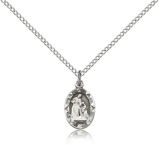 St. Ann Medal, Sterling Silver - 18" 1.2mm Sterling Silver Chain + Clasp