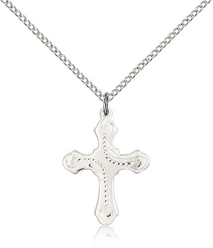Cross Pendant, Sterling Silver - 18" 1.2mm Sterling Silver Chain + Clasp