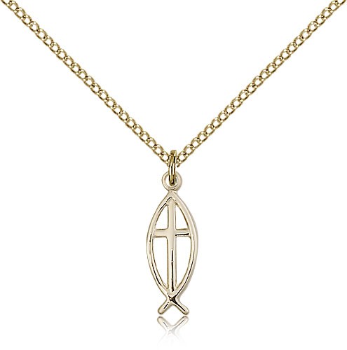 Fish Cross Pendant, Gold Filled - Gold-tone