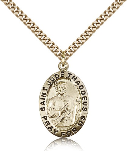 St. Jude Medal, Gold Filled - 24" 2.4mm Gold Plated Endless Chain