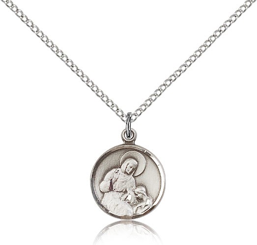 St. Ann Medal, Sterling Silver - 18" 1.2mm Sterling Silver Chain + Clasp