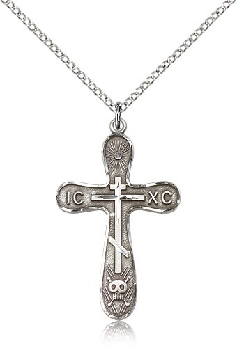 Cross Pendant, Sterling Silver - 18" 1.2mm Sterling Silver Chain + Clasp