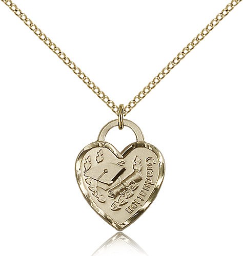 Graduation Heart Medal, Gold Filled - Gold-tone