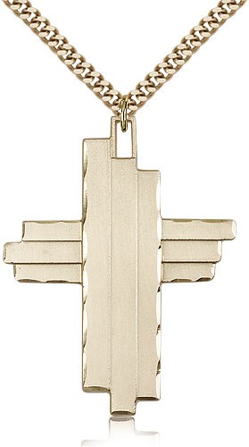 Cross Pendant, Gold Filled - 24" 2.4mm Gold Plated Endless Chain