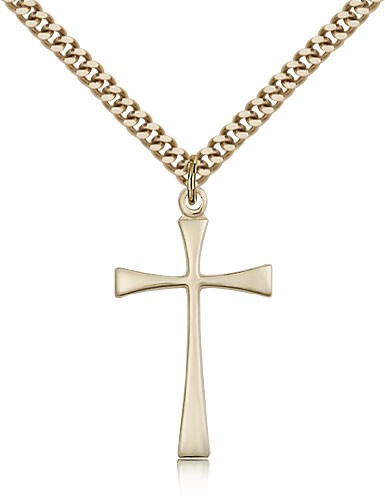 Maltese Cross Pendant, Gold Filled - 24" 2.4mm Gold Plated Endless Chain