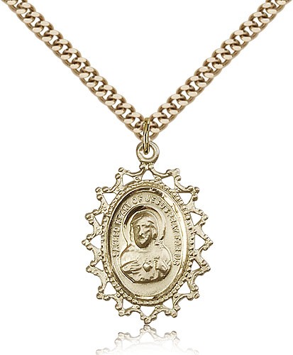 Scapular Medal, Gold Filled - 24" 2.4mm Gold Plated Endless Chain