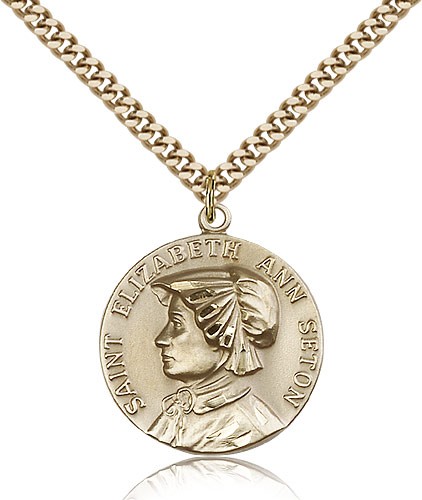 St. Ann Medal, Gold Filled - 24" 2.4mm Gold Plated Endless Chain