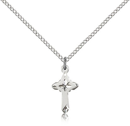 Cross Pendant, Sterling Silver - 18" 1.2mm Sterling Silver Chain + Clasp