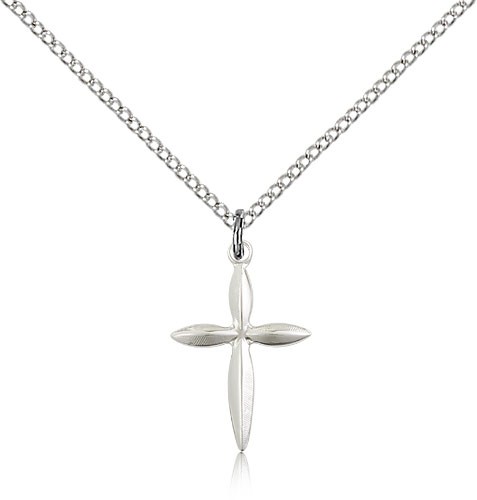 Cross Pendant, Sterling Silver - 18" 1.2mm Sterling Silver Chain + Clasp