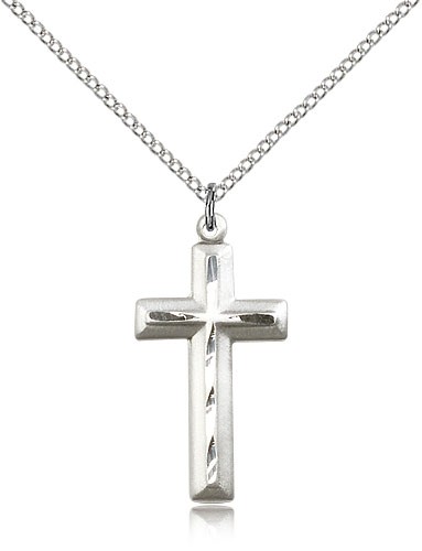Cross Pendant, Sterling Silver - 18" 1.2mm Sterling Silver Chain + Clasp