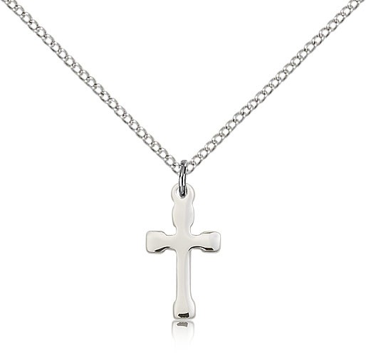 Cross Pendant, Sterling Silver - 18" 1.2mm Sterling Silver Chain + Clasp