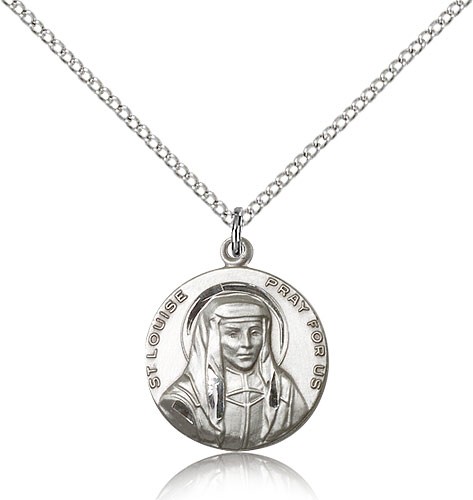 St. Louise Medal, Sterling Silver - 18" 1.2mm Sterling Silver Chain + Clasp