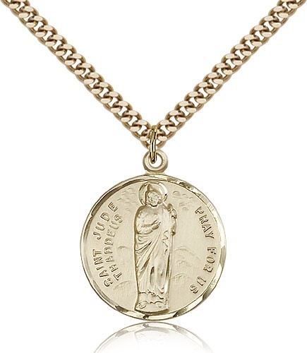 St. Jude Medal, Gold Filled - 24" 2.4mm Gold Plated Endless Chain