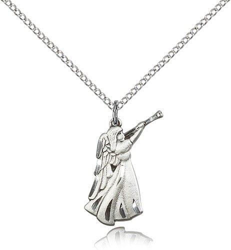 Guardian Angel Medal, Sterling Silver - 18" 1.2mm Sterling Silver Chain + Clasp
