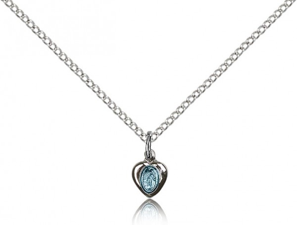 Miraculous Medal, Sterling Silver - 18" 1.2mm Sterling Silver Chain + Clasp