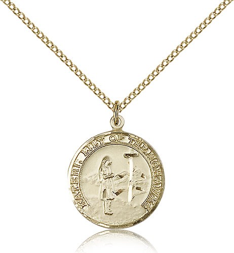 St. Kateri Medal, Gold Filled - Gold-tone