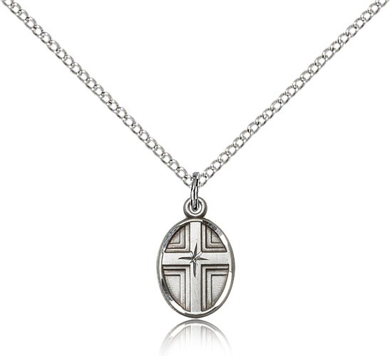 Cross Pendant, Sterling Silver - 18" 1.2mm Sterling Silver Chain + Clasp