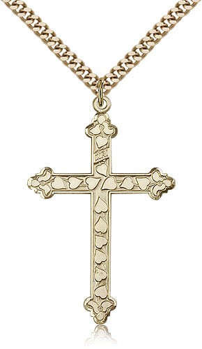 Cross Pendant, Gold Filled - 24" 2.4mm Gold Plated Endless Chain