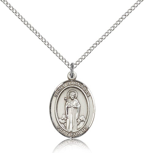 St. Barnabas Medal, Sterling Silver, Medium - 18" 1.2mm Sterling Silver Chain + Clasp