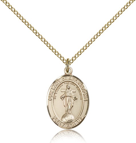 Our Lady of All Nations Medal, Gold Filled, Medium - Gold-tone