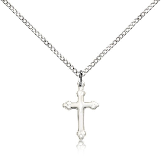 Cross Pendant, Sterling Silver - 18" 1.2mm Sterling Silver Chain + Clasp