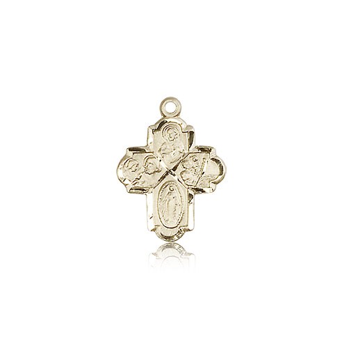4 Way Cross Pendant, 14 Karat Gold - 14 KT Yellow Gold
