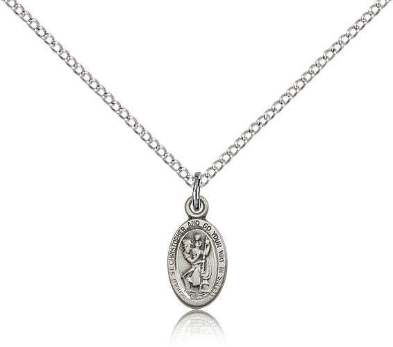 St. Christopher Medal, Sterling Silver - 18" 1.2mm Sterling Silver Chain + Clasp