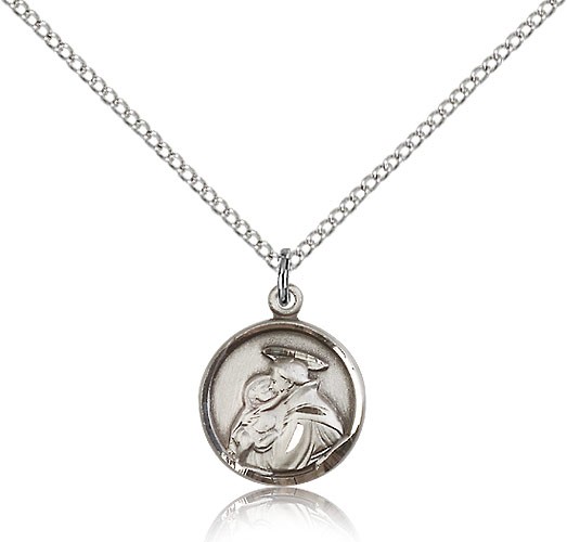 St. Anthony Medal, Sterling Silver - 18" 1.2mm Sterling Silver Chain + Clasp