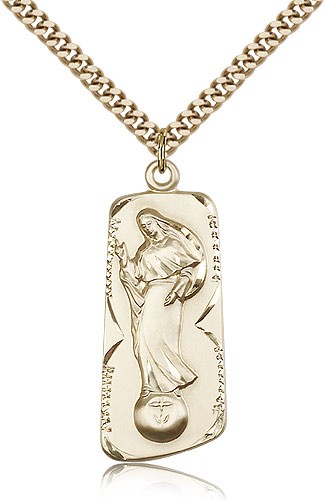 Our Lady of Mental Peace Medal, Gold Filled - 24" 2.4mm Gold Plated Endless Chain