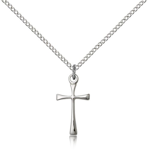 Maltese Cross Pendant, Sterling Silver - 18" 1.2mm Sterling Silver Chain + Clasp